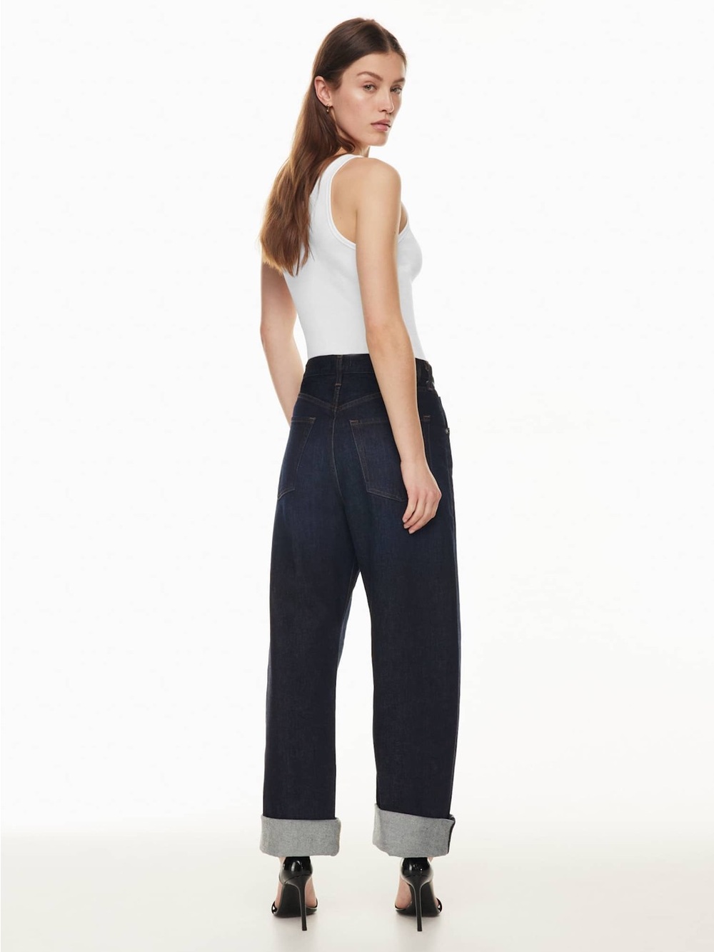 Citizens Of Humanity Ayla Bowed Barrel Leg Jean in Bandit Dark Wash Clean Hem 31 - Picture 5 of 13